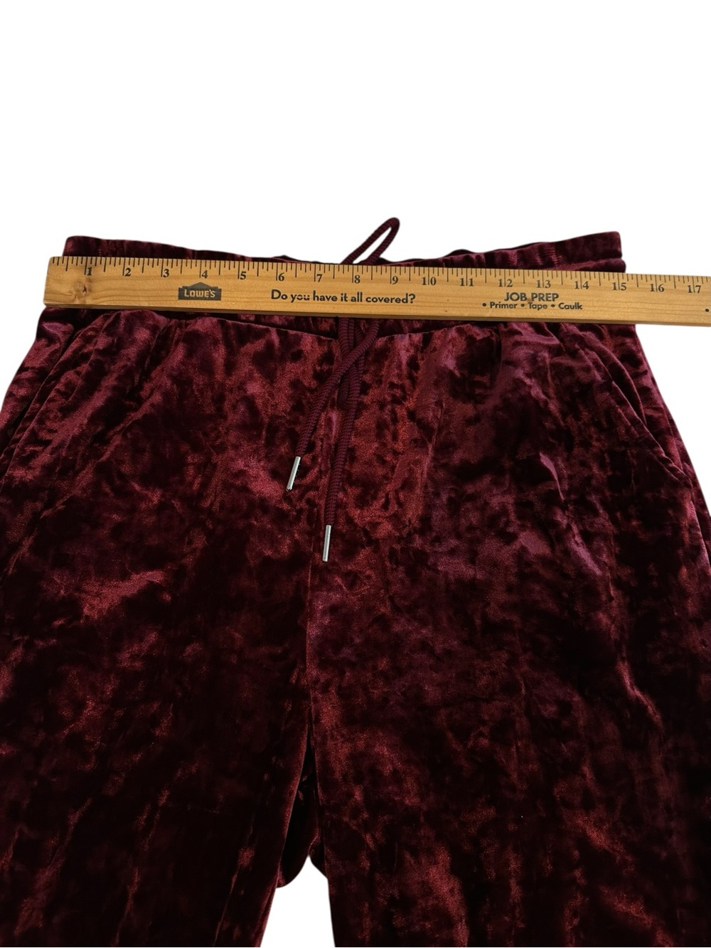 Romeo & Juliet Velvet Drawstring Joggers - Burgundy - Picture 8 of 13